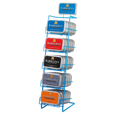 Jag Couture London Barkleys 5-tier stand with tins, featuring a sleek black design and multiple storage levels for organization.