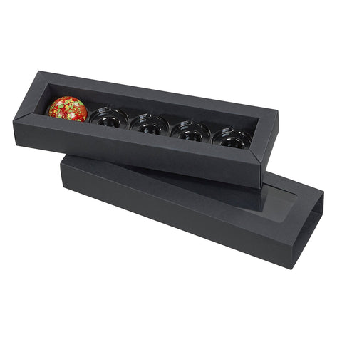 Black buffer box with five vacuum trays and sleeve for Visser Picasso range by Jag Couture London New York.