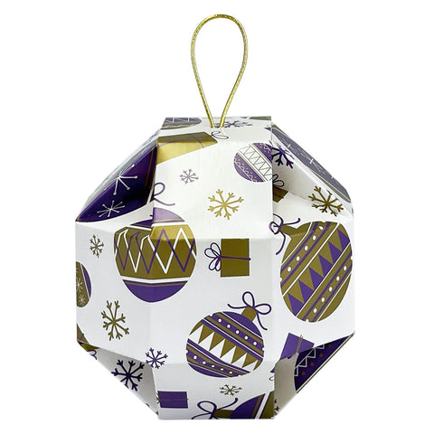 Medium hanging geometric bauble box by Jag Couture London - New York, 10cm, with a sleek, modern geometric design for holiday décor.