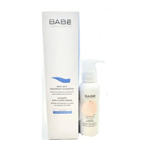 Set of two Babe Anti-Oily Dandruff Shampoos by Jag Couture London, 250ml bottles with clear labels and shampoo in transparent bottles.