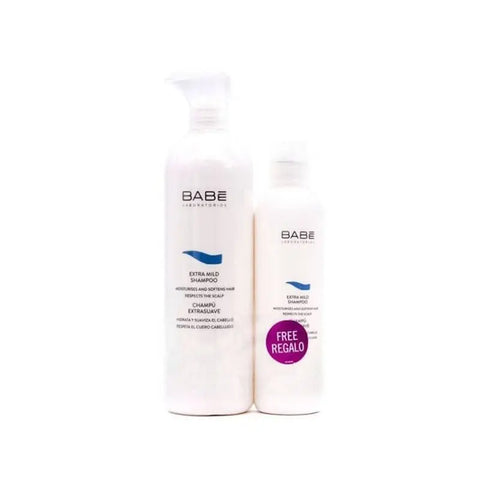 Two 500ml bottles of Babe Extrasoft Shampoo by Jag Couture London-New York, displayed side by side on a neutral background.