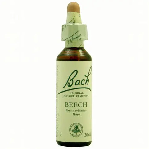 Bach 03 Beech essential oil bottle by Jag Couture London New York, 20ml, with a clear glass bottle and white cap.