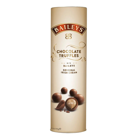 Jag Couture London-New York Baileys twist wrapped milk chocolate truffles in a clear tube, showcasing creamy, indulgent confections.
