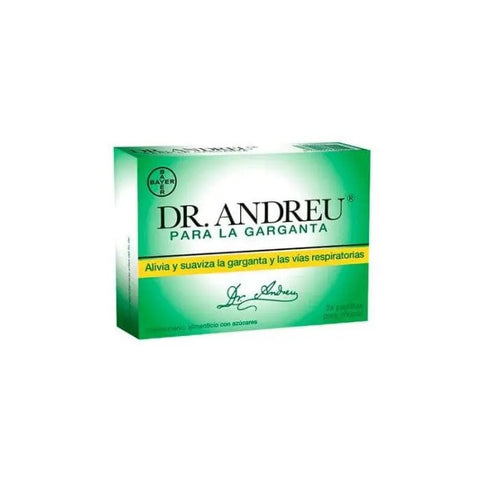 Bayer Dr. Andreu throat lozenges by Jag Couture London New York, 24 lozenges in a package for soothing throat relief.