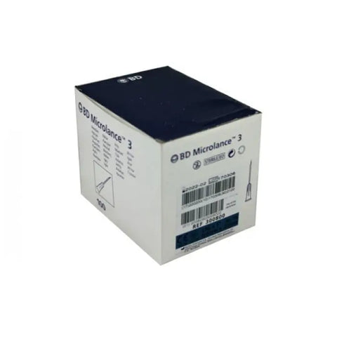 Ultrafine BD hypodermic needle Microlance 0.6x25mm, 100 units, used for medical injections, by Jag Couture London New York.