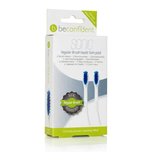 Beconfident Sonic Regular Brush Heads White 2 Units Jag Couture London - New York