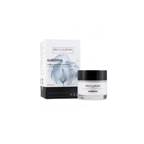 Bella Aurora Sublime Anti-Aging Day Cream by Jag Couture London - New York, shown in a jar with a smooth cream texture.