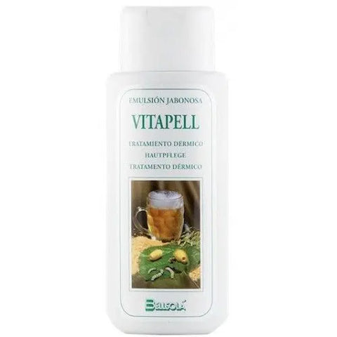 Bellsola Vitapell Emulsion Jabon 250ml with creamy texture, displayed in a transparent bottle, from Jag Couture London New York.