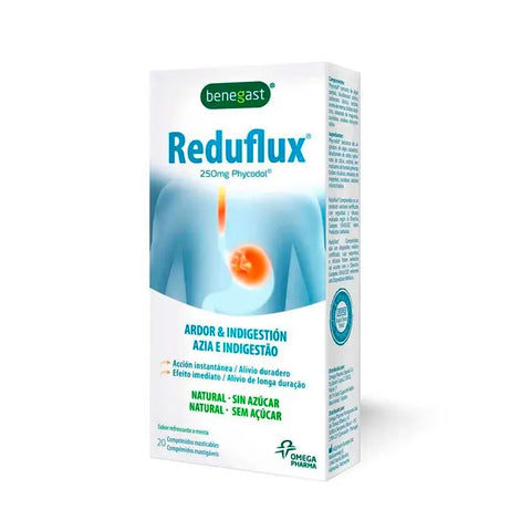 Benegast Reduflux 20 tablets by Jag Couture London New York, showing the blister pack of dietary supplement tablets.