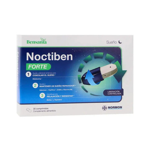 Bensania Noctiben Forte 30 tablets by Jag Couture London New York, showing the medication packaging and tablets.