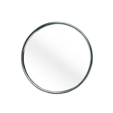 Chrome plated suction mirror with 7.5cm diameter from Jag Couture London New York, featuring a sleek, reflective surface.