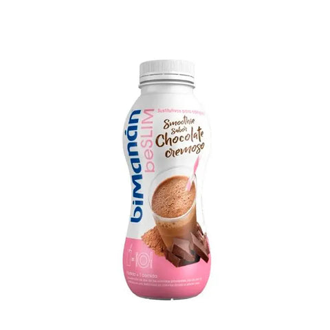 Bimanán Beslim Smoothie Chocolate Milkshake 330ml by Jag Couture London-New York, creamy chocolate milkshake in a clear bottle.