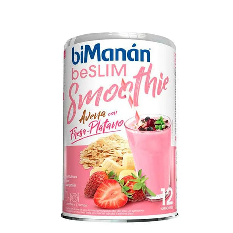 Bimanán Beslim Strawberry-Banana Smooth 420g by Jag Couture London-New York, showing the smooth, fruity beverage in a glass.