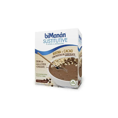 Bimanán oatmeal and cocoa cream with chocolate chips in 275g jar by Jag Couture London New York, creamy spread with chocolate chips.