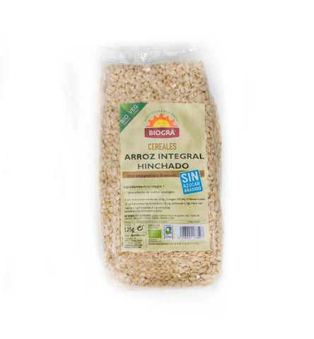 Biográ organic puffed brown rice snack with sugar and honey, 125g, from Jag Couture London New York.