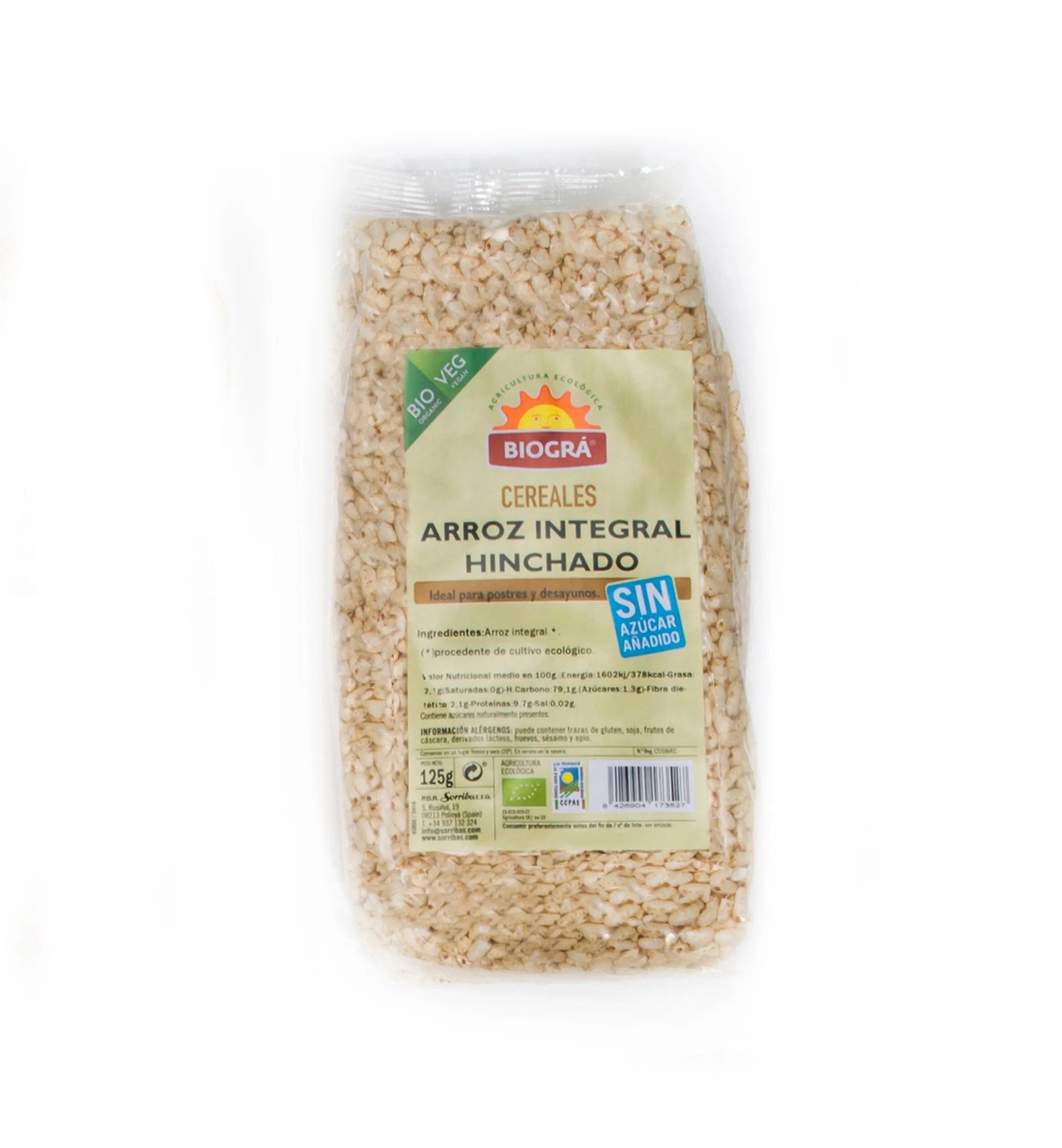 Jag Couture London - New York Biográ Arroz Integral Hinchado S-Azucar y S-Miel 125g Bio