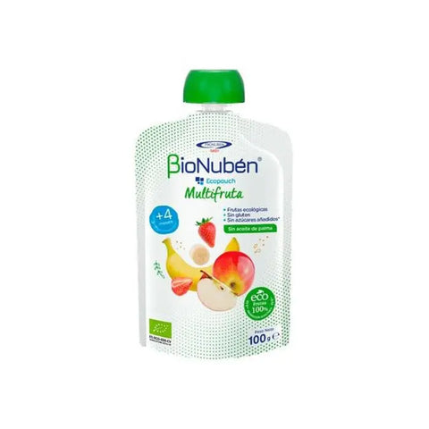Bionubén Ecopouch Multifruit 100g by Jag Couture London, showing a colorful pouch with mixed fruit ingredients.
