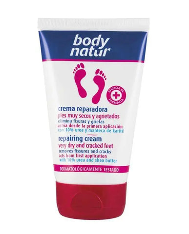 Jag Couture London Body Natur Pies Crema Reparadora 100ml, repairing foot cream in a sleek tube.