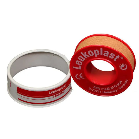 Flesh-colored BSN Medical Leukoplast plaster 1.25cm x 5m on a white background, showcasing adhesive medical tape from Jag Couture London New York.