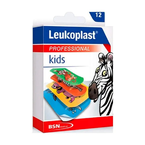 Leukoplast Pro Kids Zoo Strips 6cm x 1m from Bsn Medical, featuring colorful animal designs for children.