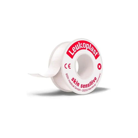 Leukoplast Skin Sensitive medical adhesive tape by Bsn Medical, 2.5cm x 2.6m, shown on a clean surface.