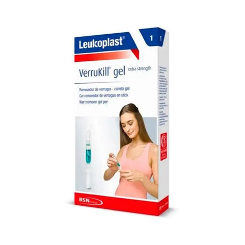 Leukoplast Verrukill Gel in 2ml tube by Bsn Medical, displayed with branding from Jag Couture London New York.
