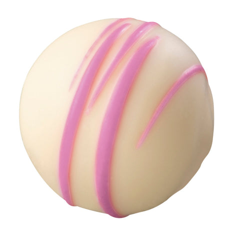 White chocolate with strawberry-flavored white ganache from Jag Couture London, 15g, featuring a smooth, creamy confection.