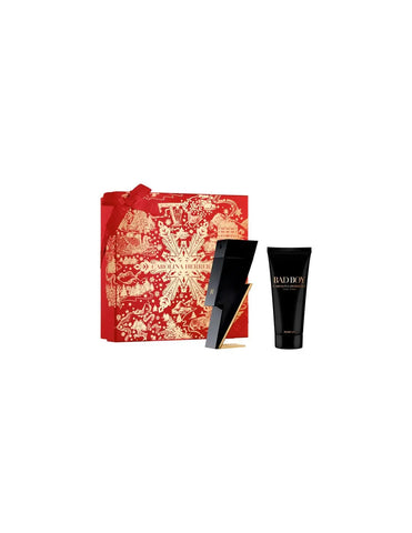 Carolina Herrera C H Bad Boy Edt spray 100ml set, featuring a sleek bottle with modern design and brand logo.