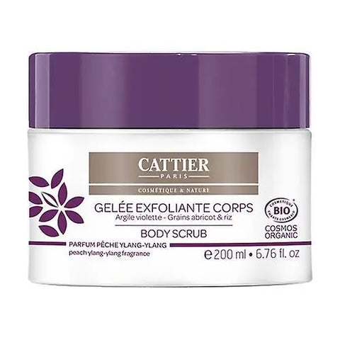 Cattier Paris clay gel exfoliant in a 200ml tube, featuring natural ingredients and a smooth, gel texture for gentle skin exfoliation.