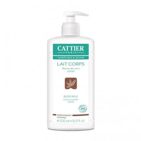 Cattier Paris Leche Corporal Suavizante 500ml moisturizer bottle with a white and green label on a white background