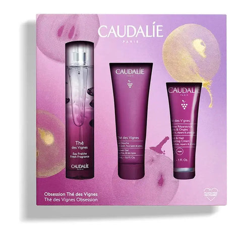 Caudalie The Des Vignes Obsession Set 150 ml with perfume bottle and accompanying packaging, displayed on a white background.