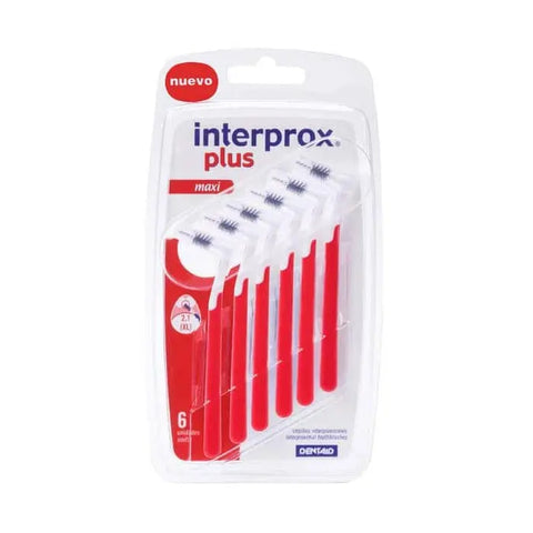 Interprox Plus Maxi 6 Ui dental interdental brush by Jag Couture London New York, with blue handle and compact brush head.