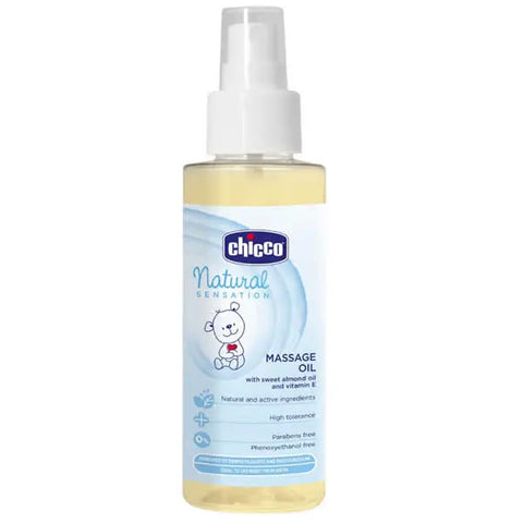 Chicco Natural Sensation Massage Oil 100ml, a gentle, nourishing oil for babies, from Jag Couture London New York.