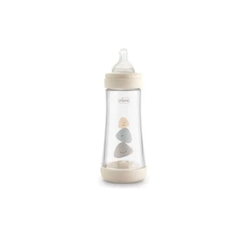 Chicco Perfect5 silicone baby bottle 300ml for 4 months+, neutral color, designed for easy feeding, by Jag Couture London New York
