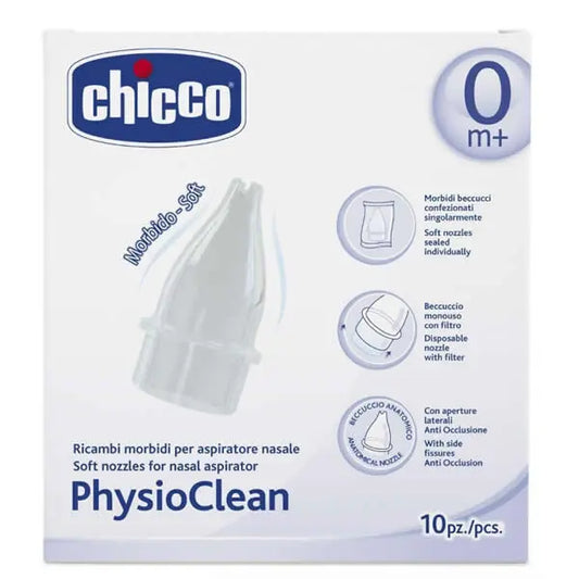 Chicco PhysioClean Soft Nozzles For Nasal Aspirator 0M+ 10 Units Jag Couture London - New York