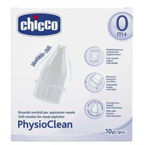 Chicco PhysioClean Soft Nozzles For Nasal Aspirator 0M+ 10 Units Jag Couture London - New York