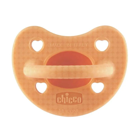 Chicco Physioforma Luxe baby pacifier in orange for 2-6 months, displayed with a clean background.