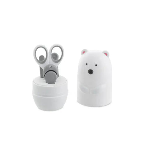 Chicco Polar Bear 4-piece manicure set with nail clippers, scissors, tweezers, and file in a compact case by Jag Couture London New York