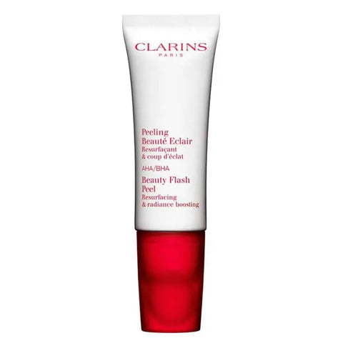 Clarins Beauty Flash Peel 50ml, a skincare product with a sleek container, designed to brighten and refresh the skin.