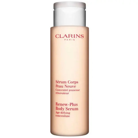 Clarins Body Shape Up Your Skin Renew Plus Body Serum in 200ml bottle, featuring sleek packaging from Jag Couture London New York.