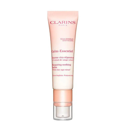 Clarins Calm-Essentiel soothing repairing balm in a 30ml jar, displayed with elegant packaging and a clean background.