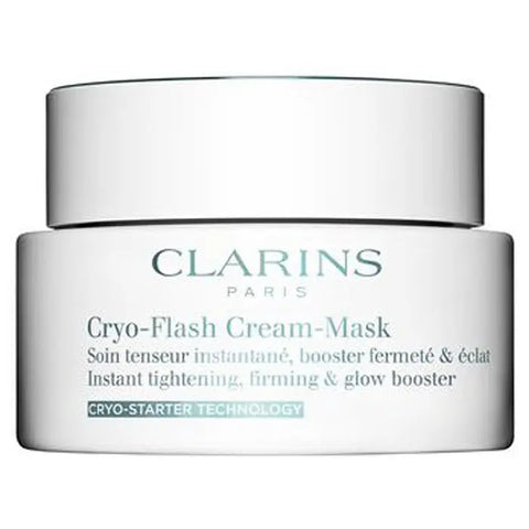 Clarins Cryo-Flash Cream-Mask in 75ml tube, displayed with branding from Jag Couture London and New York.