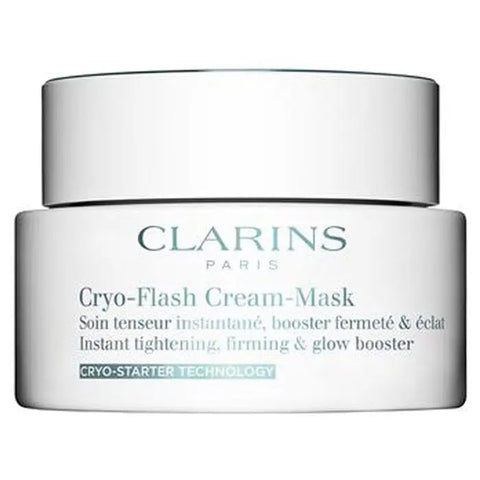 Clarins Cryo-Flash Cream-Mask in 75ml jar, featuring a sleek design from Jag Couture London New York.