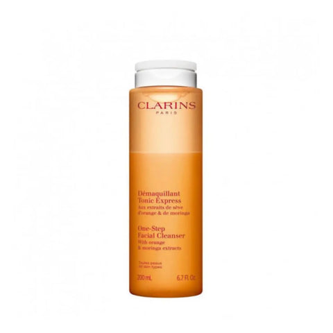 Clarins Desmaquillante Tónico Exprés para todas las pieles en frasco de 200ml, con fórmula suave y efectiva para limpiar y tonificar.