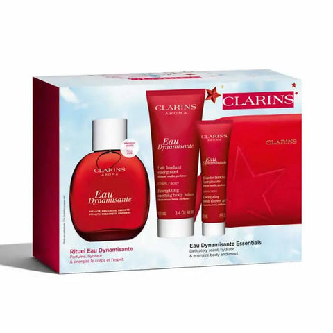Set of four Clarins Eau Dynamisante fragrance sprays, 100ml each, by Jag Couture London and New York.