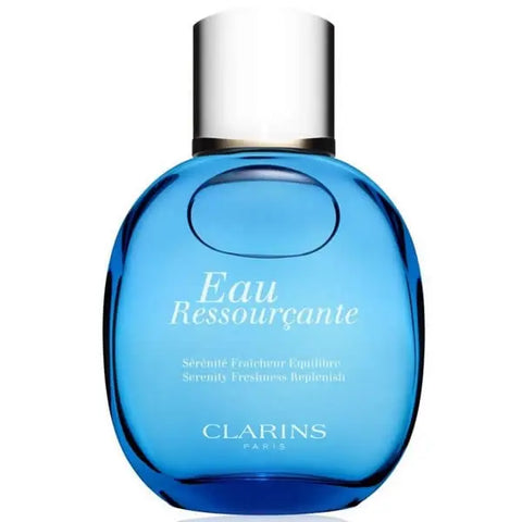 Clarins Eau Ressourcante Spray 100ml, a refreshing floral and citrus scented mist, held in a sleek bottle with a spray nozzle.