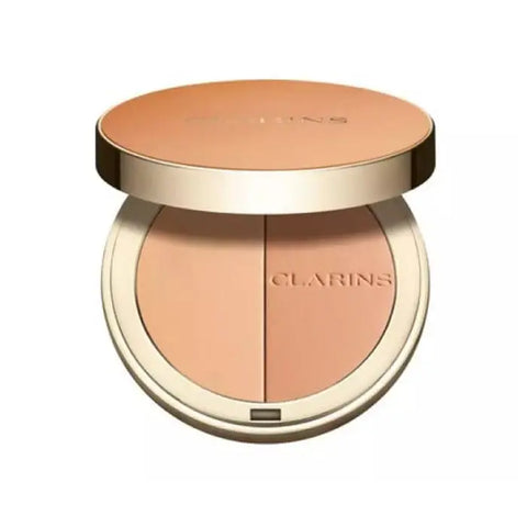 Clarins Ever Bronzer Compact Powder in shade 01, with sleek packaging, used for natural sun-kissed glow.