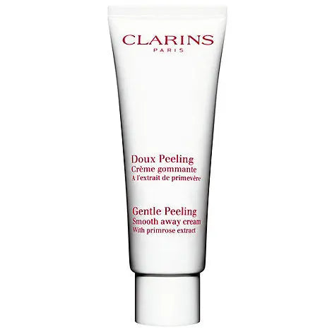 Clarins Gentle Peeling Smooth Away Cream 50ml, a skincare product with a sleek jar, designed for gentle exfoliation and skin smoothing.