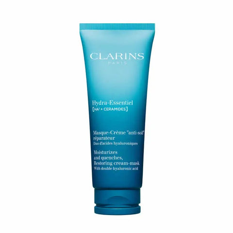 Clarins Hydra-Essentiel Hydra Mask 75ml, a hydrating skincare mask with soothing ingredients, displayed in a sleek jar.