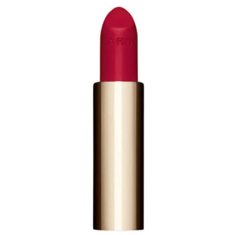 Clarins Joli Rouge Velvet La recharge 742V lipstick in a 3.5g tube, featuring rich, velvety red color, displayed with packaging.